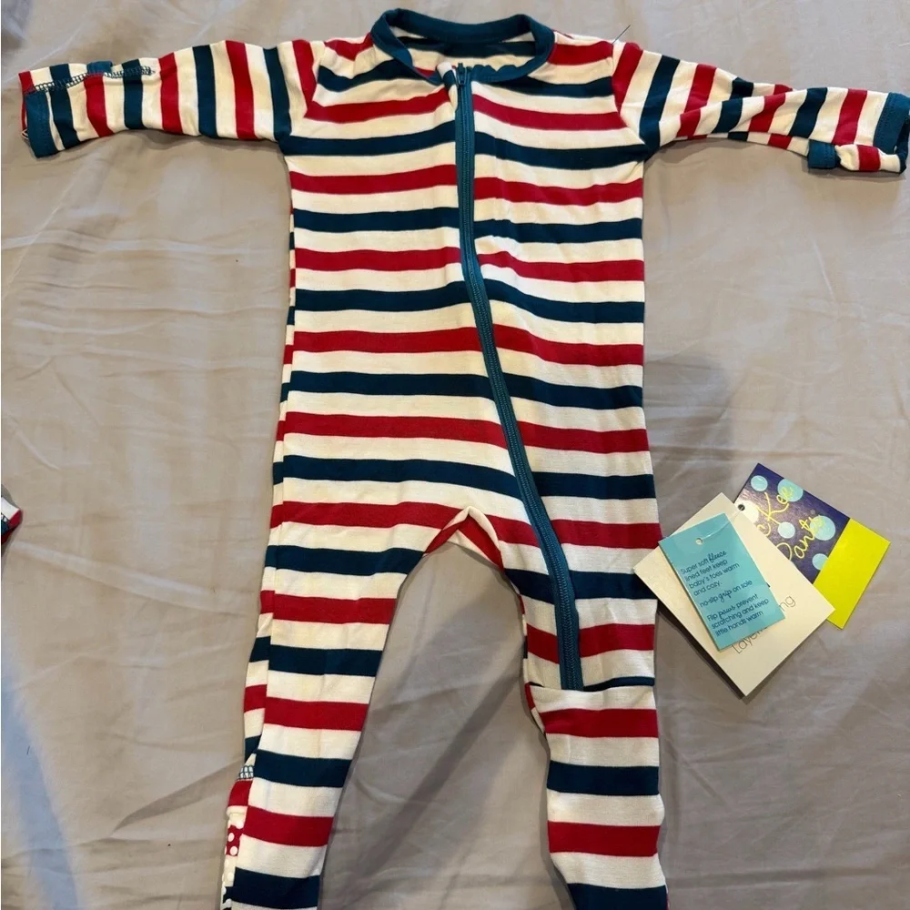NWT 2 Striped Kids One Piece Pajamas